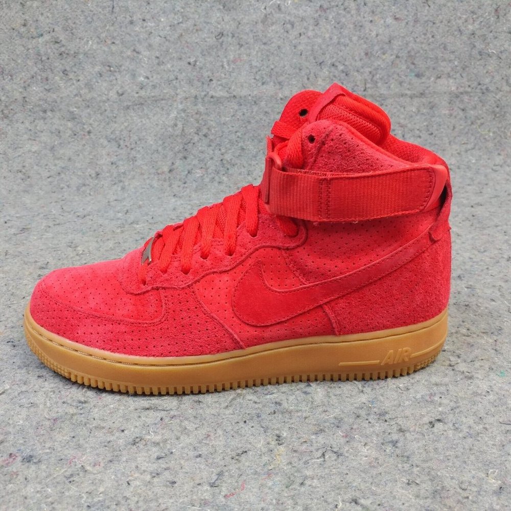 Nike Air Force 1 High Suede University Red Womens Shoes Size 9.5 Sneakers Gum